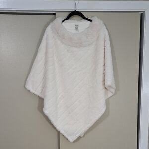 Kensie Cream Fuzzy Women's Poncho One Size Fits Most